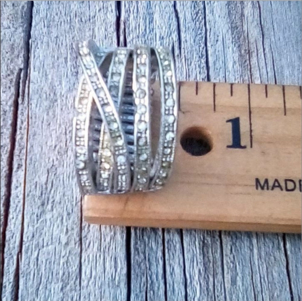 Vintage Adjustable Stretch Statement Ring Silver … - image 5